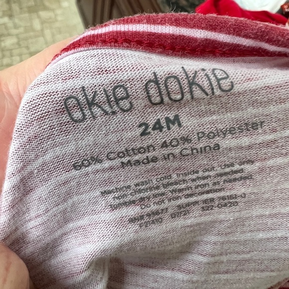 Okie Dokie 24M Red and White Striped Long Sleeve Blouse Top - Picture 4 of 4